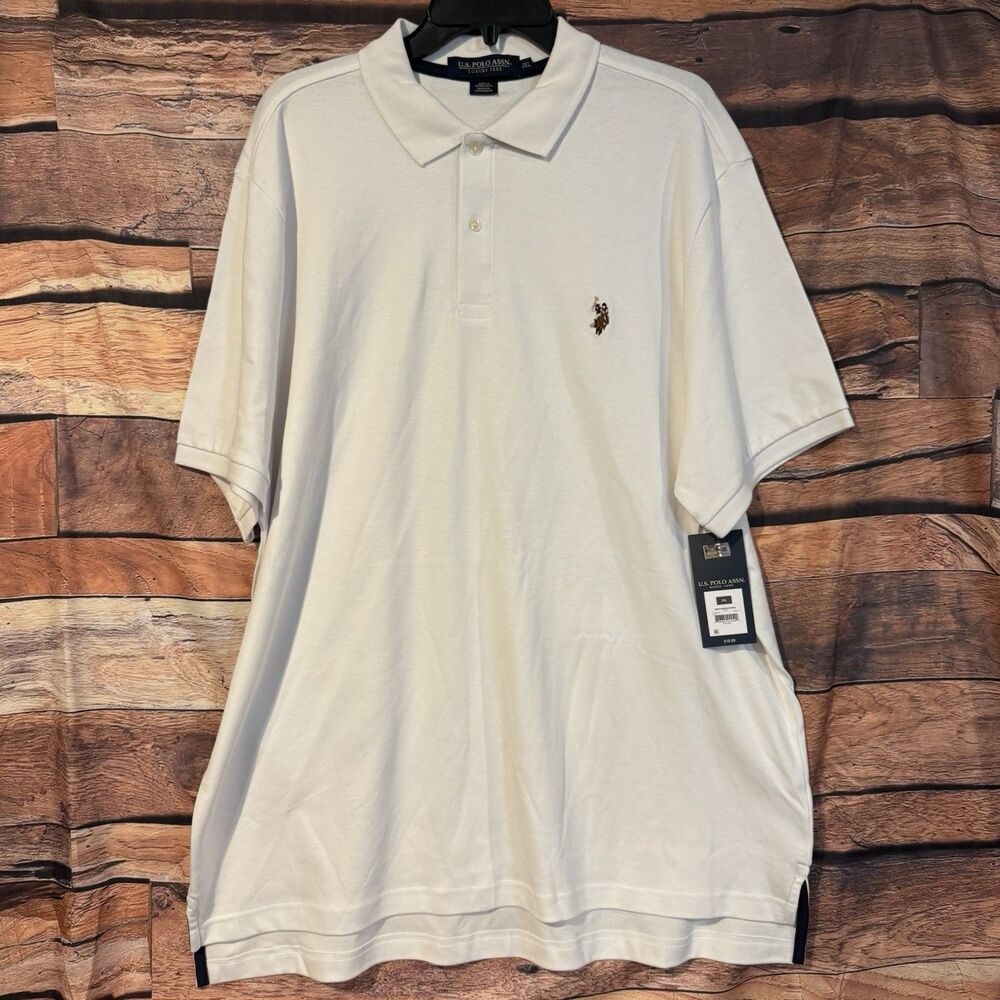US Polo Assn Shirt Mens 2XL XXL White Luxury Feel Short Sleeve NWT Polo New Tags